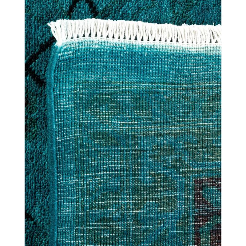 Overton Hand Knotted Wool Vintage Inspired Modern Contemporary Overdyed Blue Area Rug - 8' 1" x 9' 10"