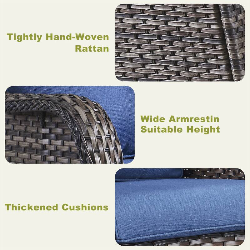 Gymojoy Outdoor Sofa Chair Ottoman Seating with Cushions Weather-resistance
