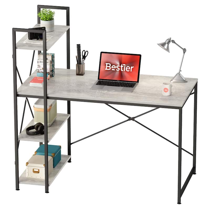 Computer Desk Home Office Computer Desk with 4 Shelves & Hooks