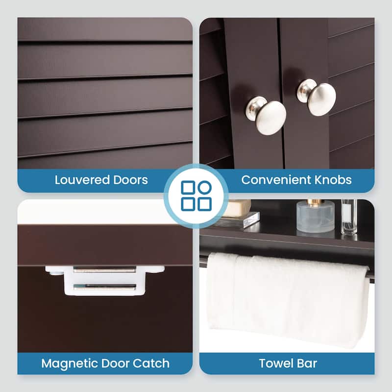 Costway Bathroom Wall Mounted Medicine Cabinet with Louvered Doors & - See Details