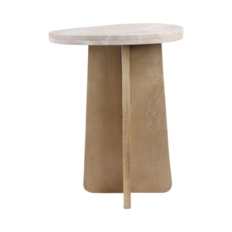 Stone Marble Modern Accent Table for Home and Office Use - 24" Brown - 20.5" x 15" x 24"