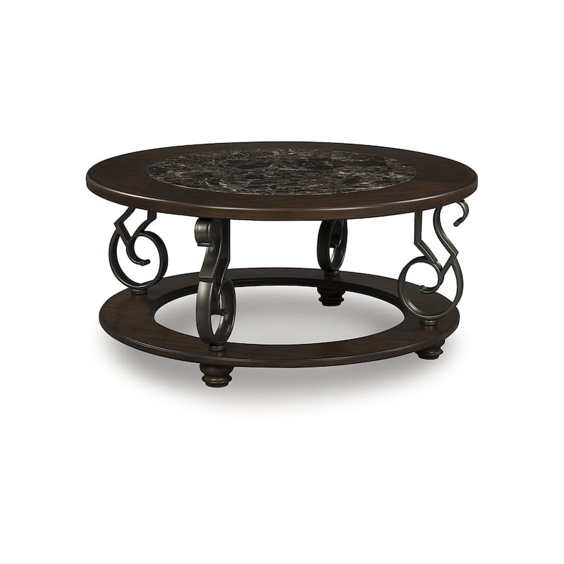 Signature Design by Ashley Frallyn Dark Brown Coffee Table - 42" W x 42" D x 19" H