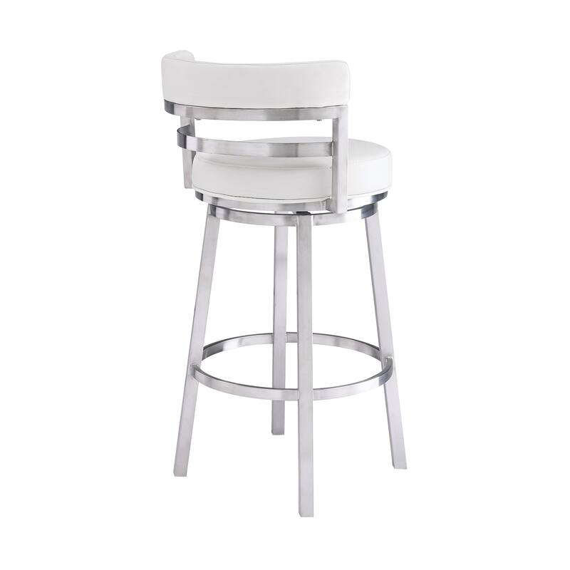 Titana Faux Leather Upholstered Swivel Bar/Counter Stool in Brushed Stainless Steel