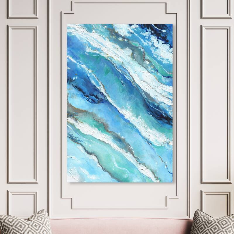 Wynwood Studio Canvas Abstract Doll Memories - Blue Abstract Blue and Glam Wall Art Canvas Print - 54 x 36