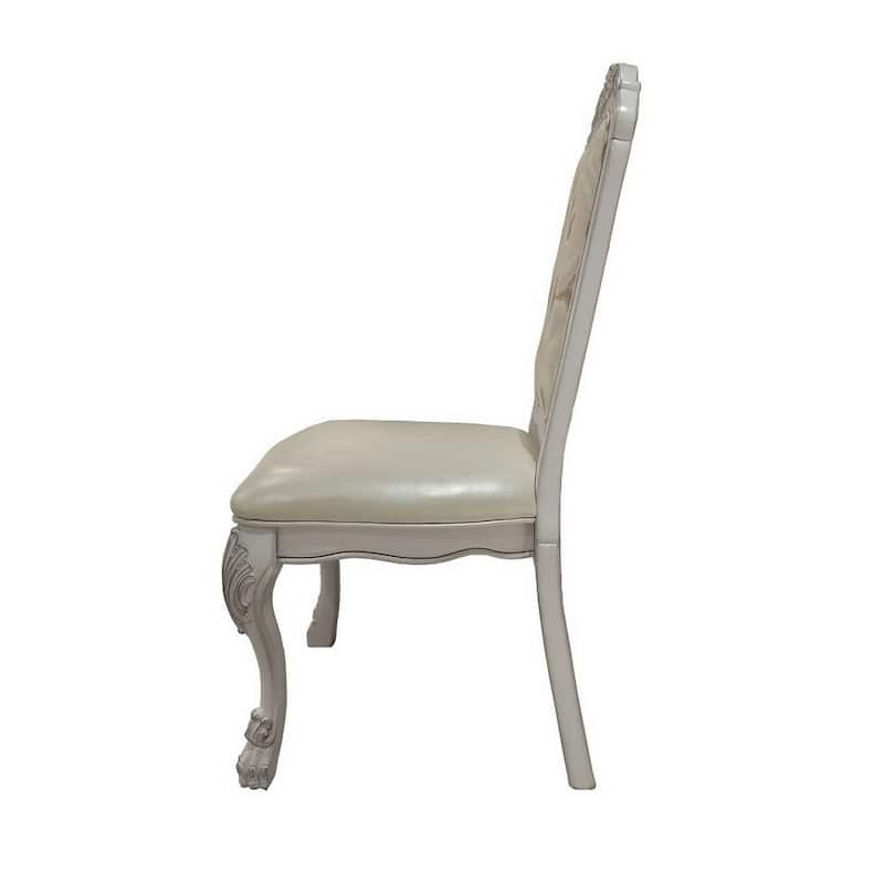Bone White/White Faux Leather Upholstered Wood Frame Dining Chair, Set of 2, Sturdy Dining Chair for Dining Rooms - 21.75