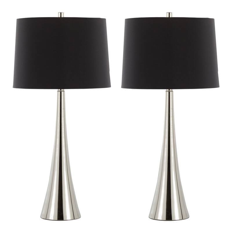 Silver Orchid Alba 29" Metal Table Lamp (Set of 2) - Polished Nickel/Black Shade