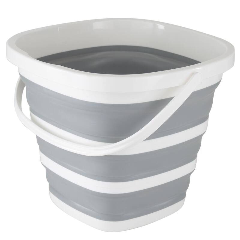 Simplify 10L Collapsible Square Bucket in White/Grey - Grey