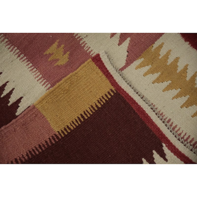 Hand Woven Oriental 100% Wool Carpet Southwestern Tribal Multi-Colored Kilim Area Rug - 9' 5'' X 7' 9''