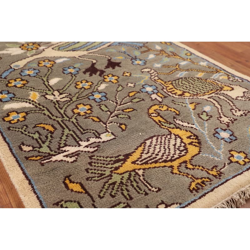 Animals Design Ziegler Indian Foyer Rug Handmade Wool Carpet - 2'11"x 5'1"