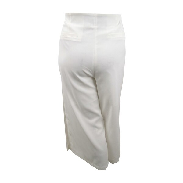 plus size white wide leg trousers