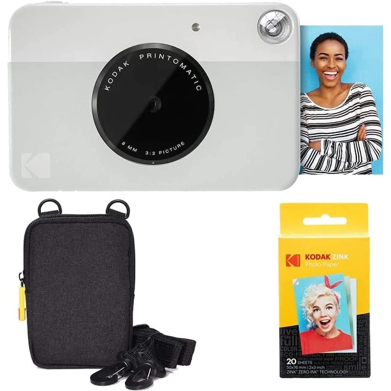 Kodak Printomatic Instant Camera Bundle w/ 20 Zink Sheets, Photo Album & Hanging Frames - N/A - Black