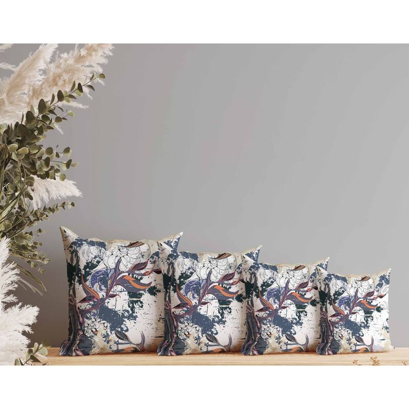 Leaf Lurker Indoor/Outdoor Reversible Throw Pillow White and Gray