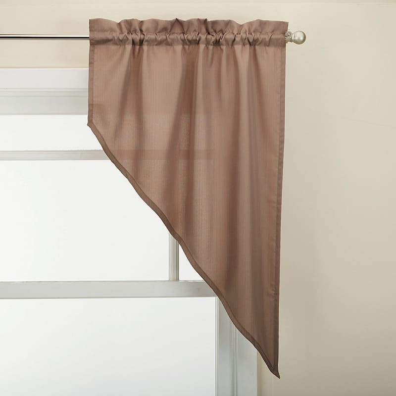 Opaque Ribcord Kitchen Curtain Pieces - Tiers/ Valances/ Swags - swag pair - taupe