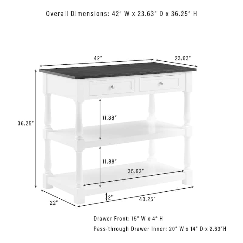 Crosley Caitlyn Wood Top Kitchen Island - 23.63"d x 42"w x 36.25"h