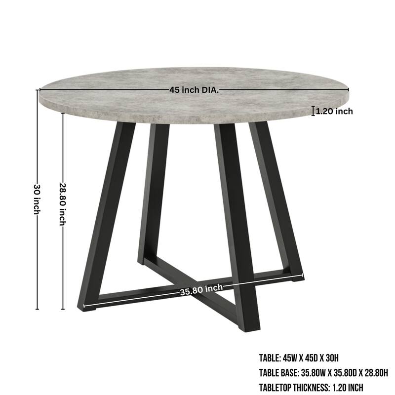 Roundhill Furniture Edo 5-Piece Dining Set, Round Table with 4 Upholstered Chairs,