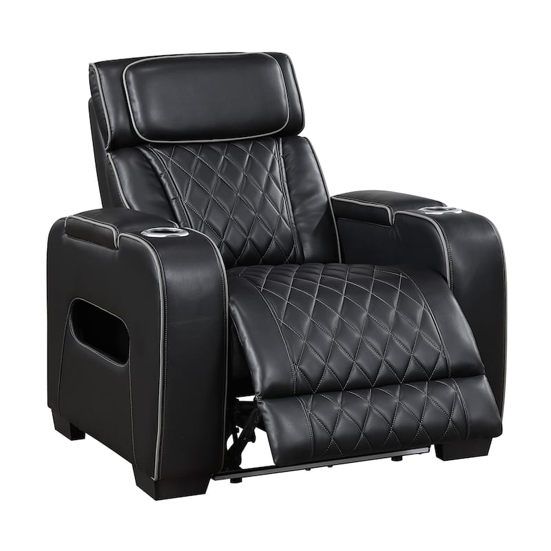 Ezra 37.5" Faux Leather Power Recliner - Power Heatrest, Cup Holders