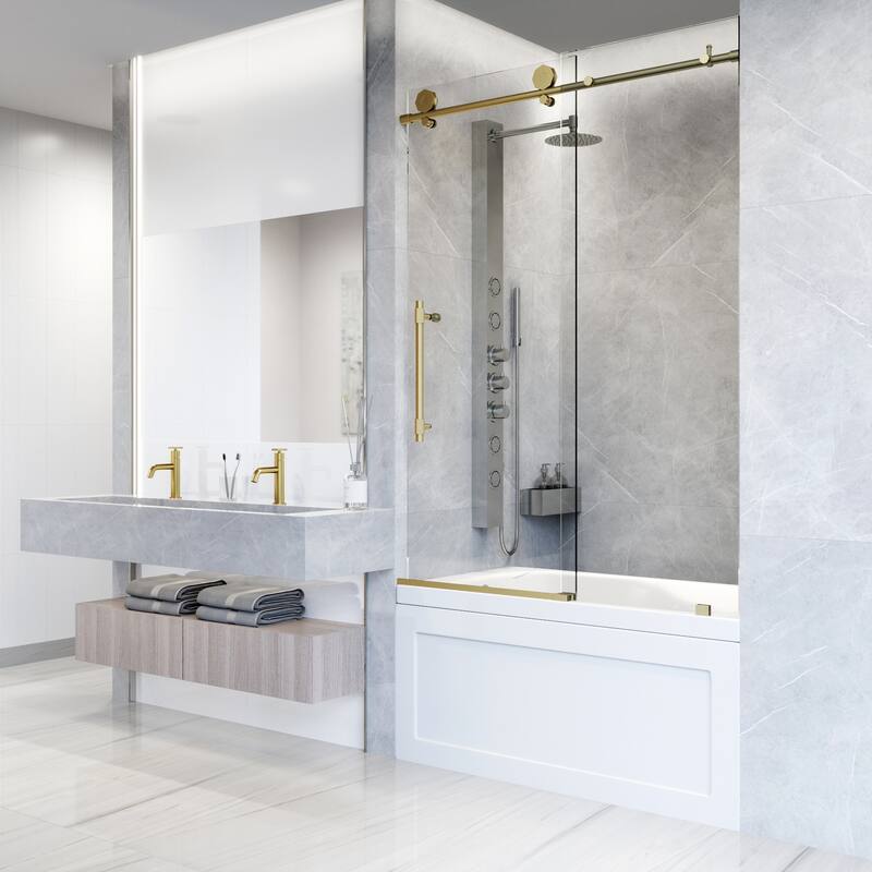 VIGO Elan Hart 56" to 60" W x 66" H Frameless Sliding Tub Door