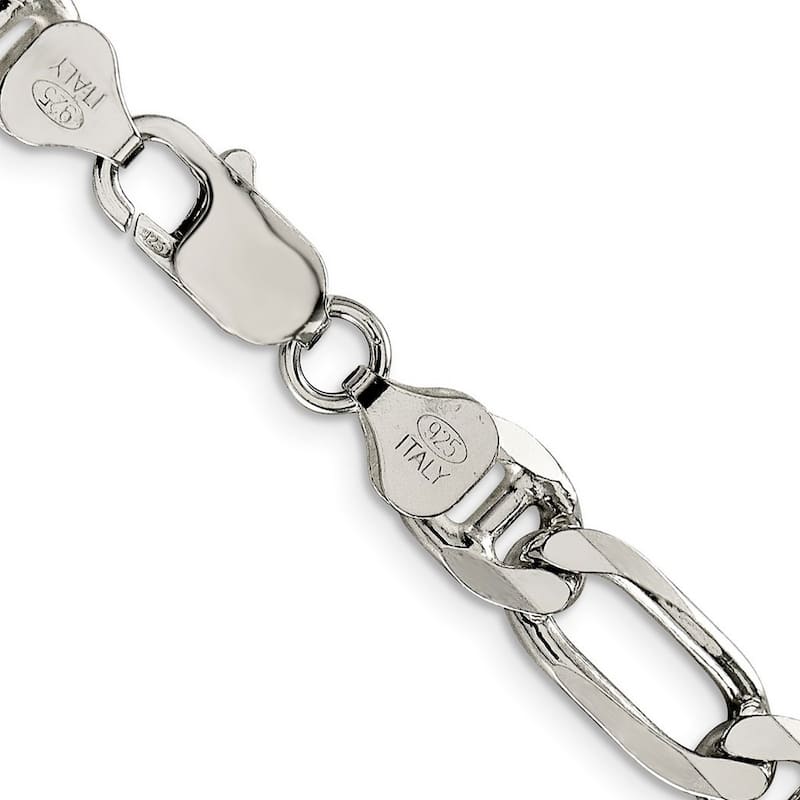 Curata 925 Sterling Silver 7.75mm Figaro Mariner Anchor Chain Necklace for Men