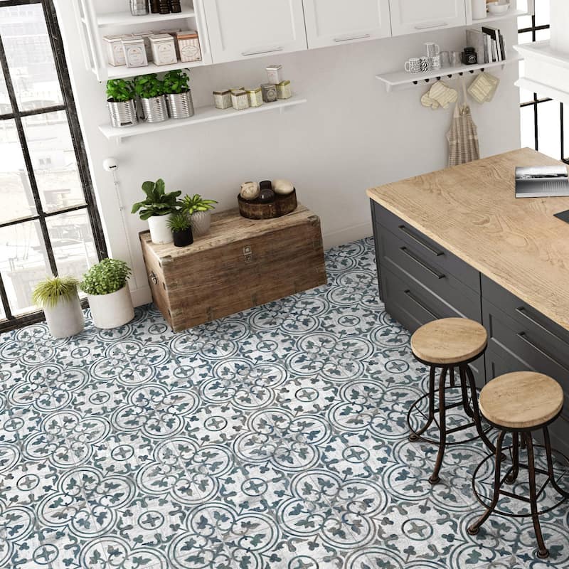 Merola Tile Cassis Arte Black 9-3/4" x 9-3/4" Porcelain Floor and Wall Tile