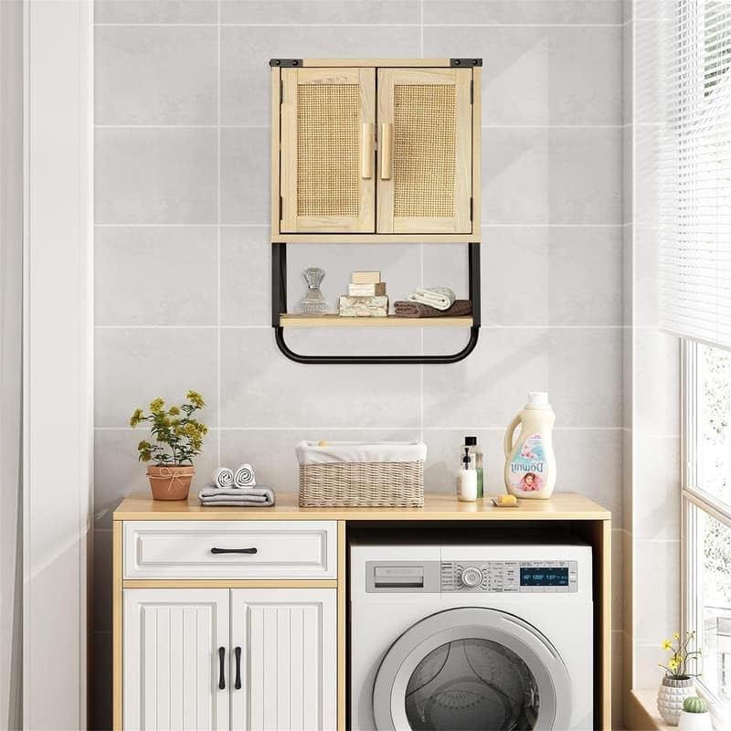 Wood Wall Mounted Storage Cabinet - 7.1"D x 15.3"W x 22.8"H