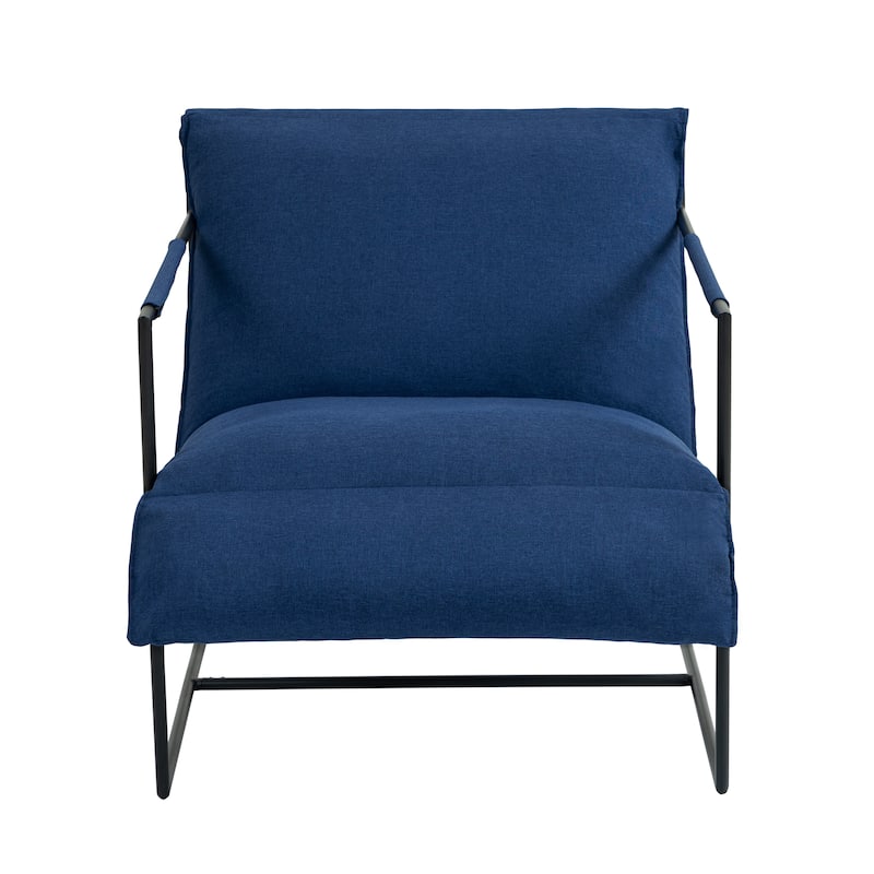 Mid-century Metal Sling Armchair with Lengthen Upholstered Set of 2