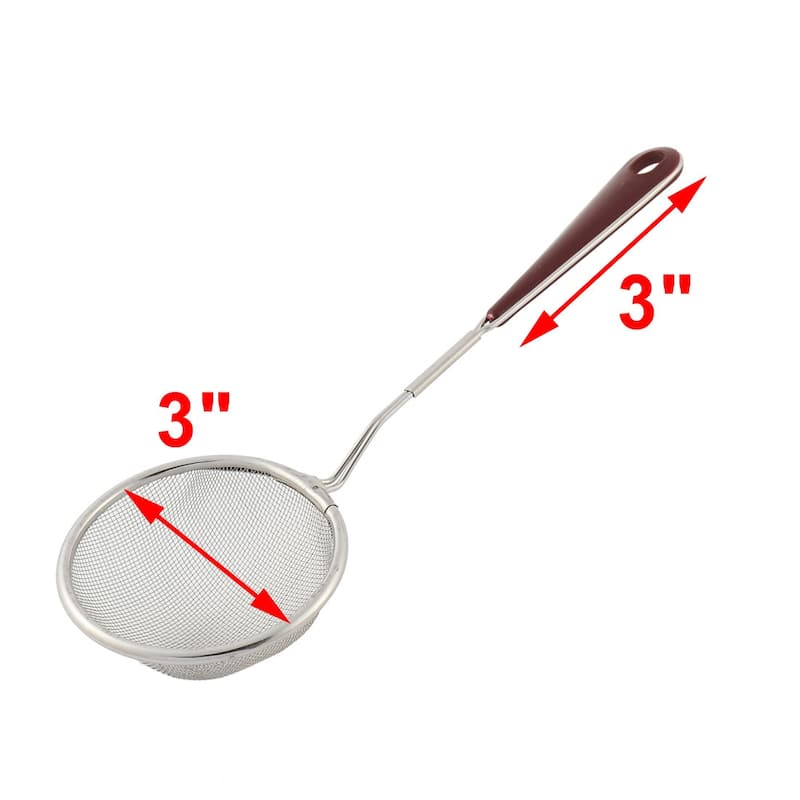 Kitchen Plastic Handle Metal Fine Mesh Wire Oil Strainer 75mm Dia - 8.7" x 3" x 1.5"(L*D*Depth)