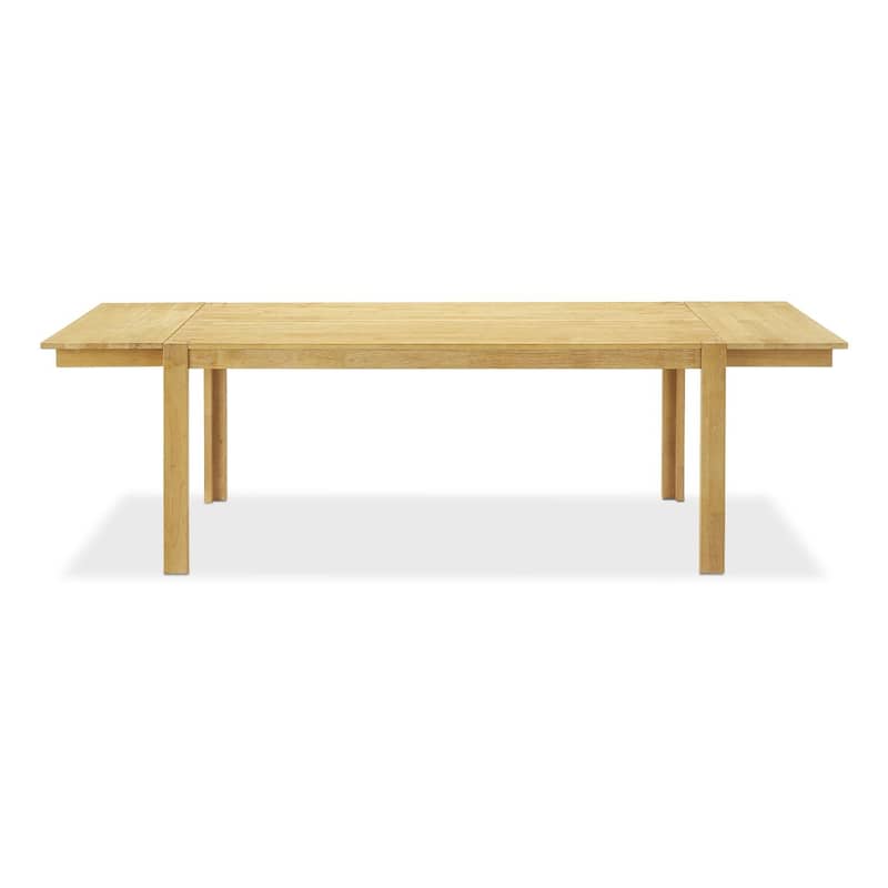 Mopio Logan Solid Wood Dining Table, Modern Farmhouse Solid Rubberwood with light wire brush for Dining Room and Kitchen - 72-104" Dining Table
