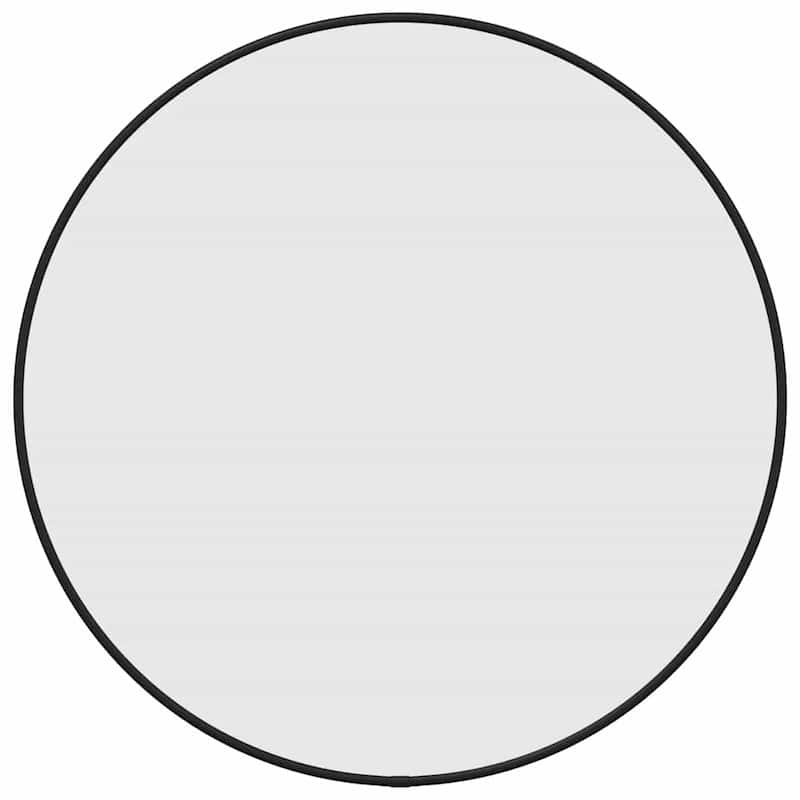 vidaXL Wall Mirror Black Glass, PVC Wall Mounting Wall Mirror Circular - 19.7 x 19.7 x 19.7 in