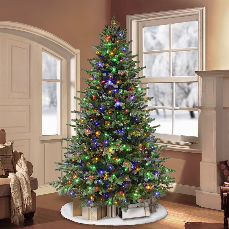Puleo International 7.5 ft. Pre-Lit Artificial Linden Fir Tree