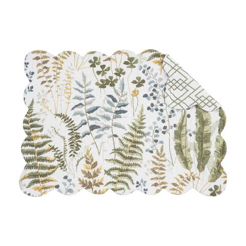 Cecil Quilted Reversible Botanical Fern Placemat Set of 6 - Set of 6