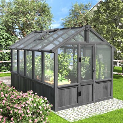 VEIKOUS Walk-in Wooden Greenhouse for Outside, Garden and Backyard, Black - 6'×10'