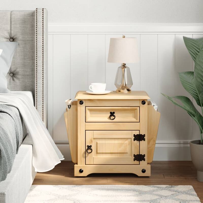 vidaXL Bedside Cabinet Honey Brown Solid pine wood Compact