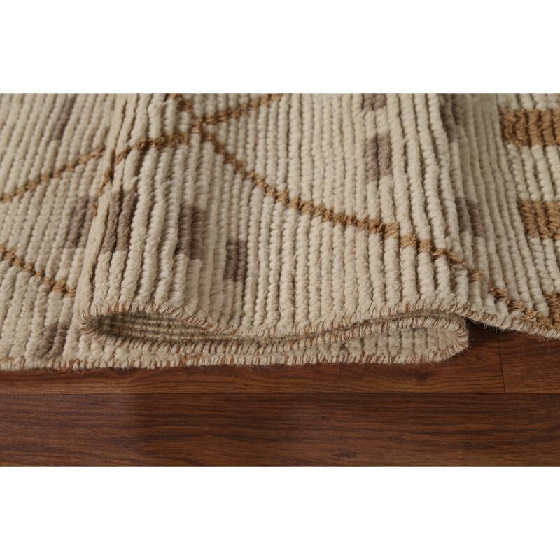 All-Over Moroccan Abstract Area Rug Hand-Knotted Oriental Wool Carpet - 6'2"x 9'10"