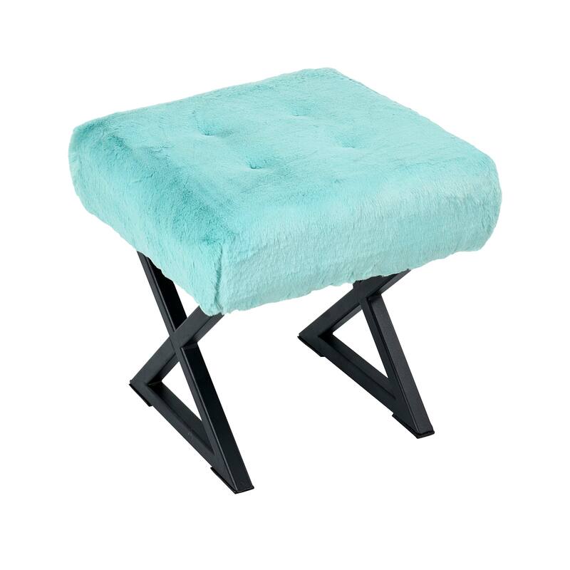 FauxFur Ottoman Vanity Stool 19"X19"X19".