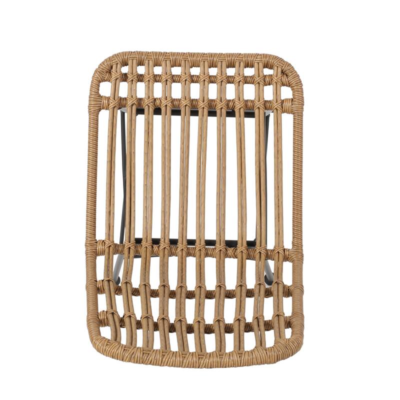 Roomfitters Light Brown Rattan Dining Chair Set with Sleek Metal Legs for Modern Indoor and Outdoor Seating Comfort, Light Brown