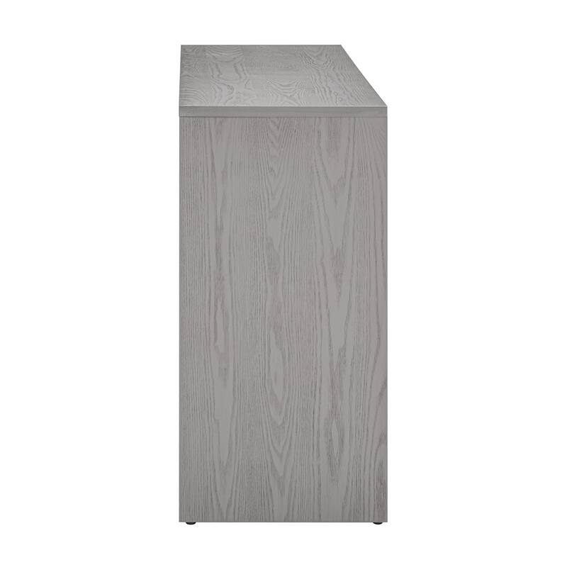 59" MDF Console Table with Fireplace Design and Wood Veneer for Living Room