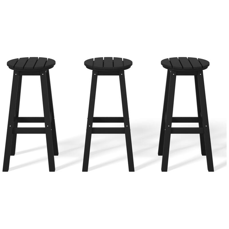 Laguna Hdpe All Weather Outdoor Patio 29" Round Bar Stool (Set Of 3)