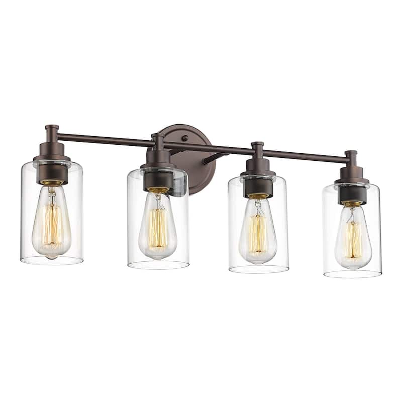 2/3/4/5-Light Bathroom Vanity Light with Clear Glass Shade - 4-Light - Oil-Rubbed Bronze