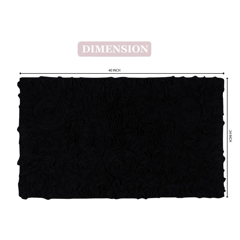 Bell Flower Bathroom Rug, Cotton Soft, Water Absorbent Bath Rug, Non Slip Shower Rug Machine Washable 24"x40" Rectangle
