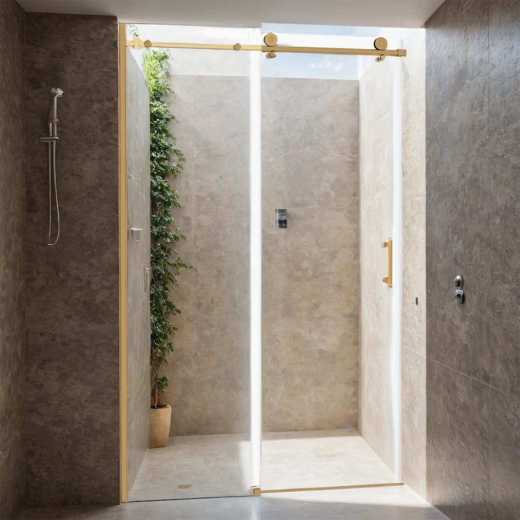 Single-Slide Shower Door w/ 8mm Tempered Glass, Stainless Steel Frame