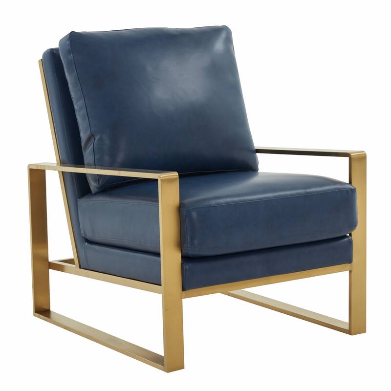 LeisureMod Jefferson 3-Piece Leather Armchairs and Geometric Coffee Table Set - 36"
