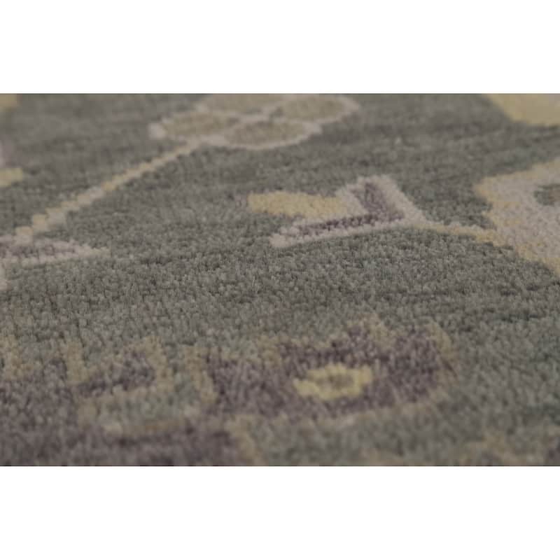 Gray Oushak Indian Area Rug Handmade Transitional Wool Carpet - 8'2" x 9'11"