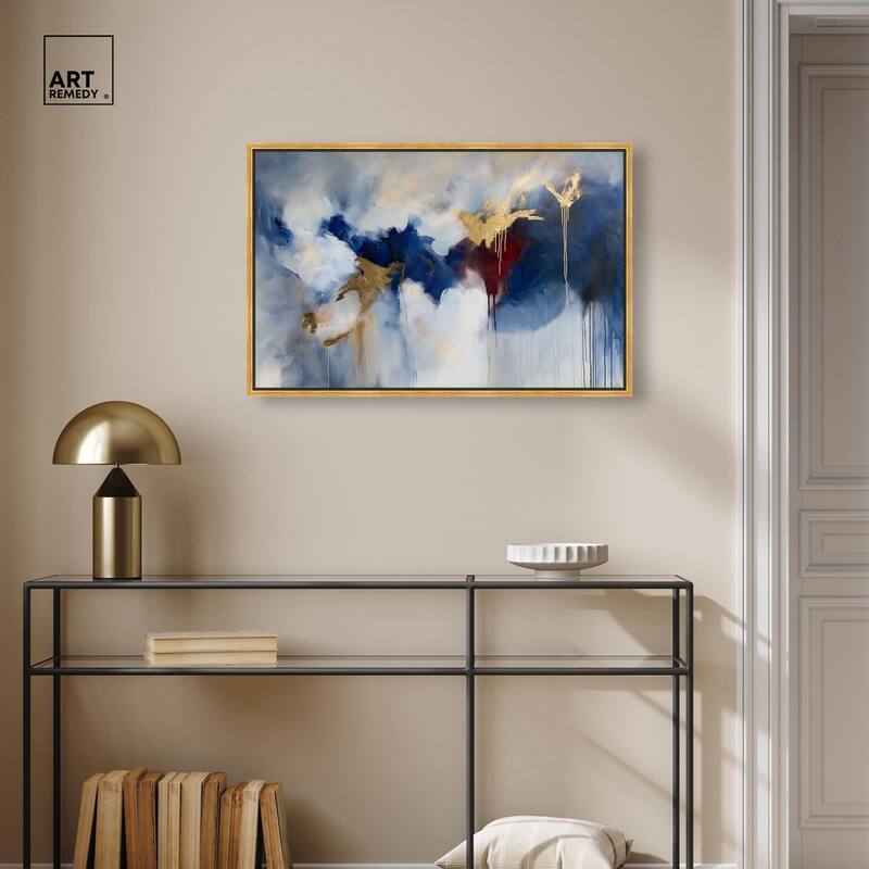 Eclipse of Gold and Blue Canvas by Art Remedy