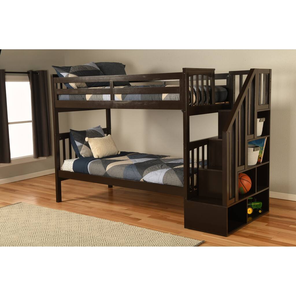 Somette Kelcie Bunk Bed with Stairs (Mattresses Not Included)
