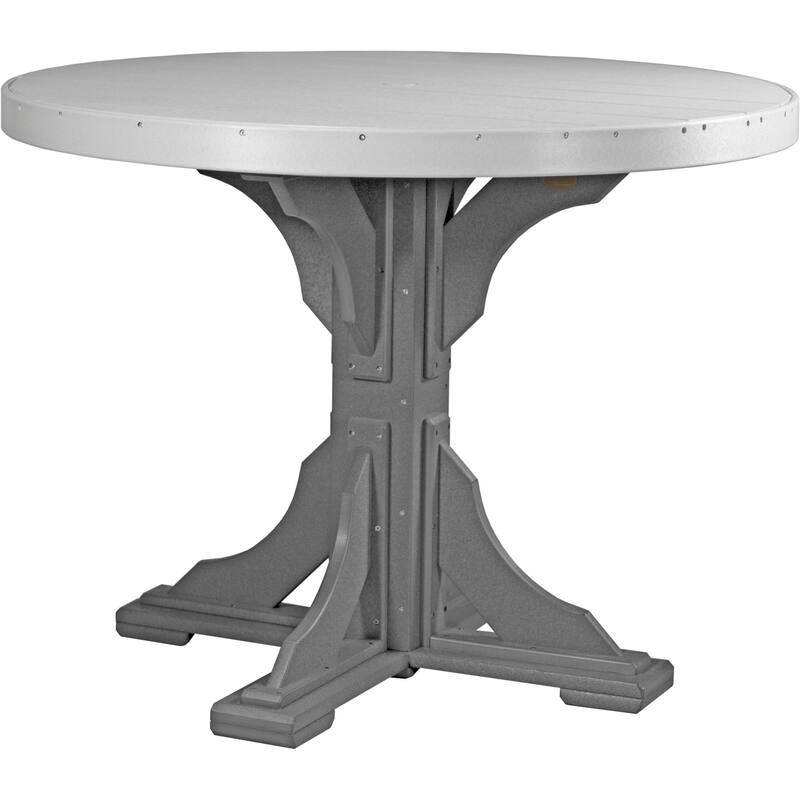 Poly Lumber Round Dining Table Set with Regular Chairs - Counter Height - Dove Grey & Slate
