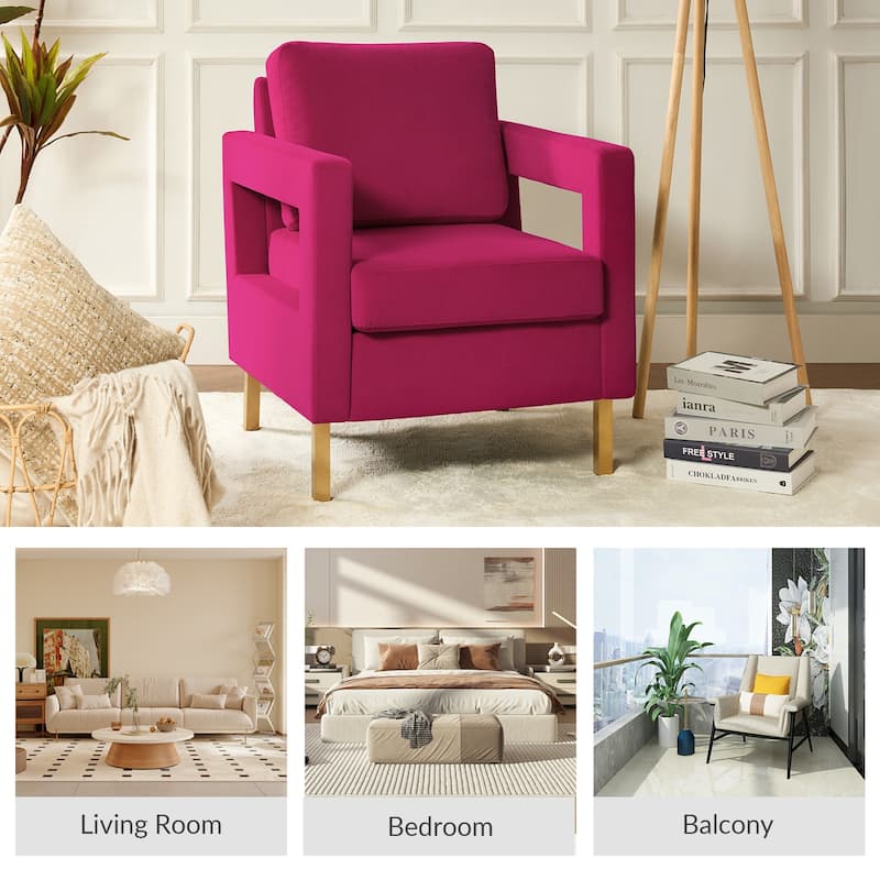Valentina Comfy Accent Armchair with Golden Metal Legs and Removable Cushions by HULALA HOME