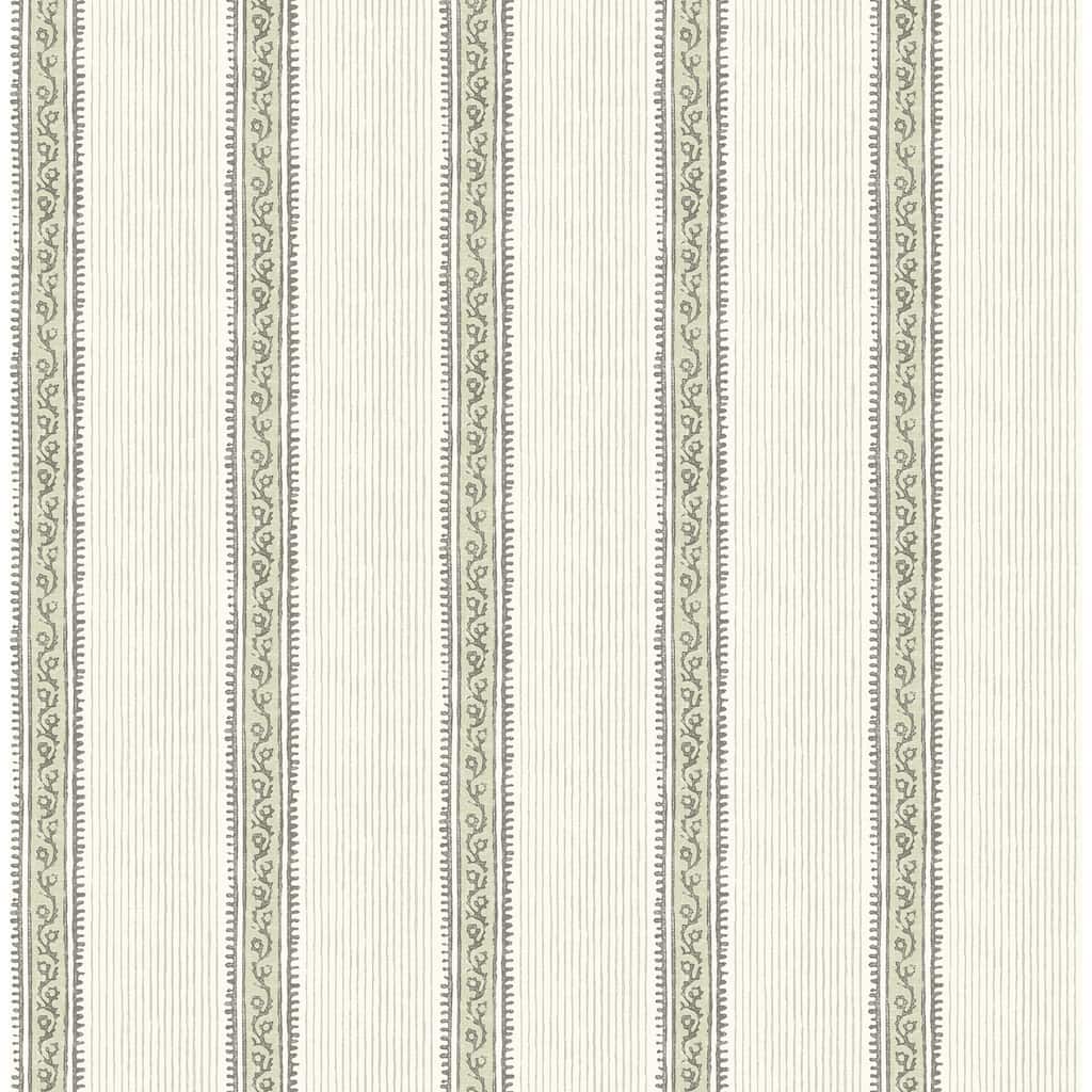 Chesapeake Mandevilla Green Vine Stripe Wallpaper