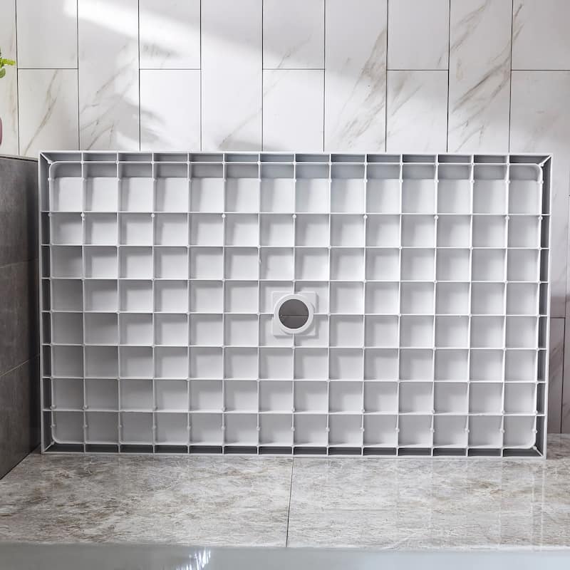 Alexander 60 in. L x 32 in. W Alcove Shower Pan Base with Center Drain in Glossy White Marine Acrylic - White