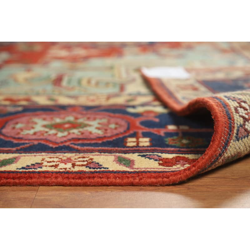 Medallion Heriz Serapi Large Rug Hand-Knotted Orange Wool Carpet - 9'9" x 13'8"