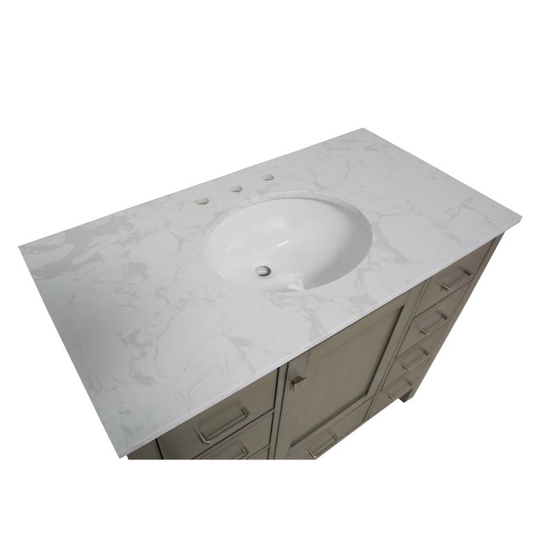 KitchenBathCollection Horizon 42" Bathroom Vanity with Engineered Carrara Top